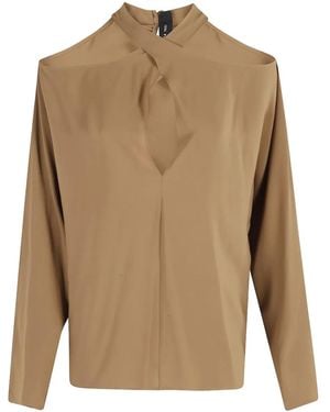 FEDERICA TOSI Keyhole-Neckline Blouse - Brown