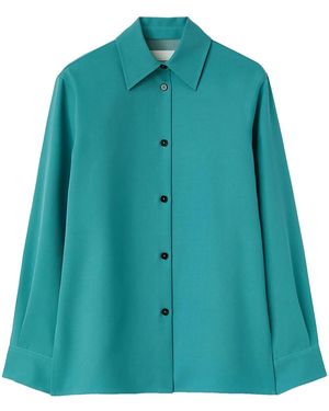 Jil Sander Pointed-Collar Wool Shirt - Green