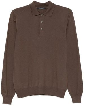 Tagliatore Long-Sleeve Polo Shirt - Brown