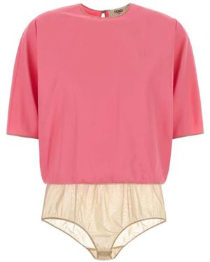 Fendi Body Met Geborduurd Logo En Korte Mouwen - Roze