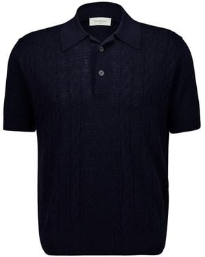 Piacenza Cashmere Cable-Knit Polo Shirt - Blue
