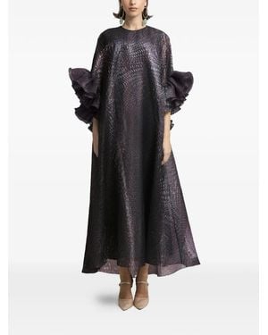 Gemy Maalouf Ruffled-Sleeves Maxi Kaftan - Black