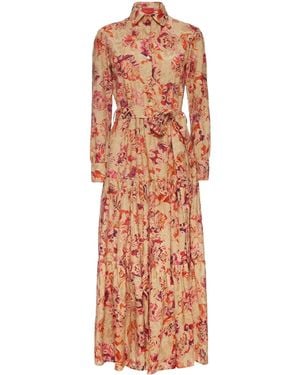 La DoubleJ Bellini Floral-Print Shirt Dress - Orange