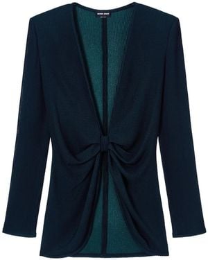 Giorgio Armani Cardigan Nervuré À Détail Noué - Blue