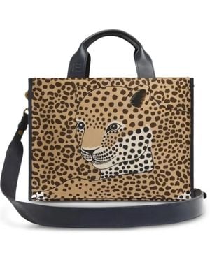 Inoui Edition Nomade Felis Tote Bag Mit Leoparden-Print - Schwarz