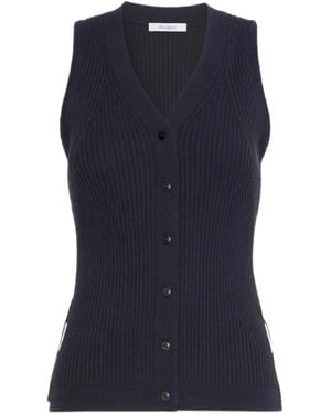 Max Mara Katoenen En Viscose Gilet - Blauw