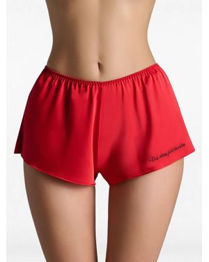 Scandale Pantalones Cortos Dédicace Bordados De Satén - Rojo