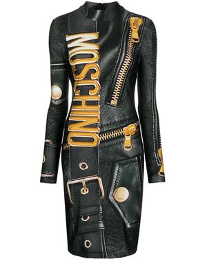 Moschino Logo-print Long-sleeve Dress - Black