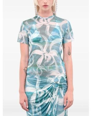 Louisa Ballou T-Shirt Con Stampa Astratta - Blu