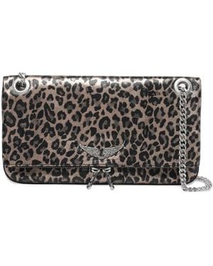 Zadig & Voltaire Borsa A Spalla Rock Nano Con Stampa Animalier - Grigio