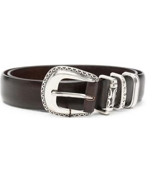 Alberto Luti Engraved-Buckle Leather Belt - White