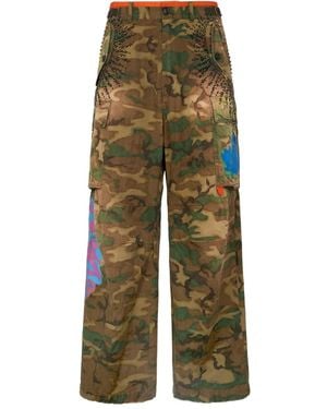 DSquared² Rebel Tag Camouflage-Pattern Cargo Trousers - Green