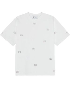 Ganni ラインストーン Tシャツ - ホワイト