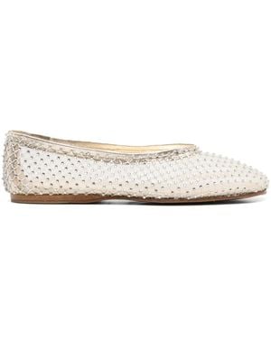 forte_forte Strass Mesh Ballerina Shoes - White