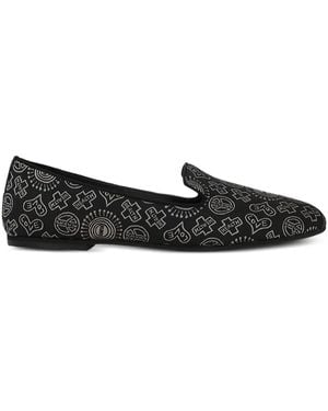 10 Corso Como Embroidered-Symbols Loafers - Black
