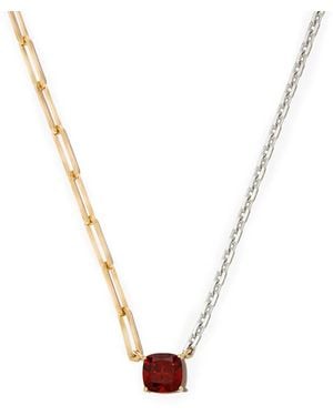 Yvonne Léon Collier En Blanc Et Jaune 18Ct Orné De Grenat - Métallisé