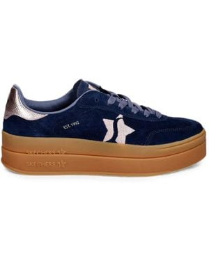 Skechers Academy Hi Star-Patch Platform Trainers - Blue