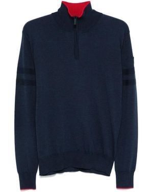 Rossignol Pull Rayé À Col Zippé - Bleu