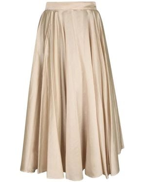 Blanca Vita Flared Pleated Skirt - Natural