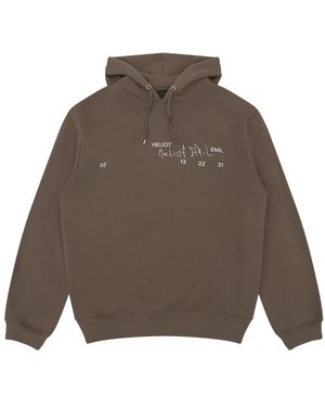 HELIOT EMIL Logo-Print Hoodie - Brown
