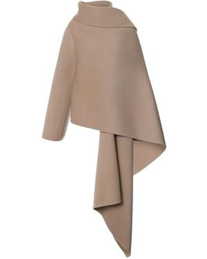 Alberta Ferretti Poncho drapeado asimétrico - Neutro