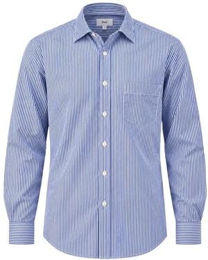 Hartford Paul Vertical-Stripe Shirt - Blue
