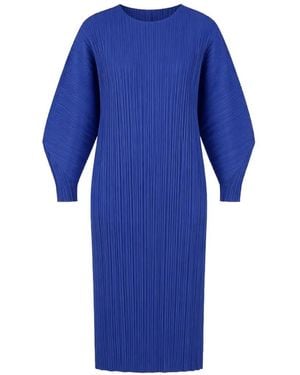 Pleats Please Issey Miyake Skyline Batwing-Sleeve Dress - Blue