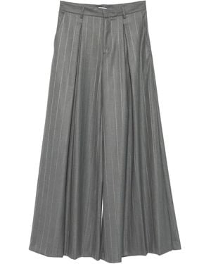 ANDAMANE Pinstripe-Pleated Trousers - Grey