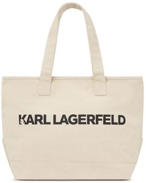 KARL LAGERFELD Logo-Detail Tote Bag - Natural