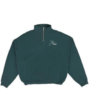 Rhude Script-Logo Quarter-Zip Sweatshirt - Green
