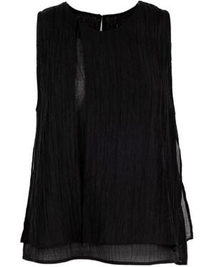 Seventy Crinkled-Finish Layered Top - Black