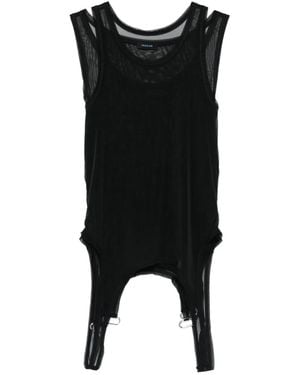 Mugler Layered-Mesh Tank Top - Black