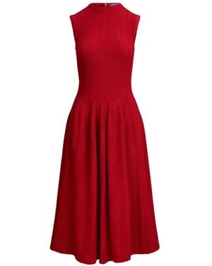 Ralph Lauren Jeena Knitted Midi Dress - Red