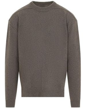 Rick Owens Ribbed-Trim Side-Slit Sweater - Gray
