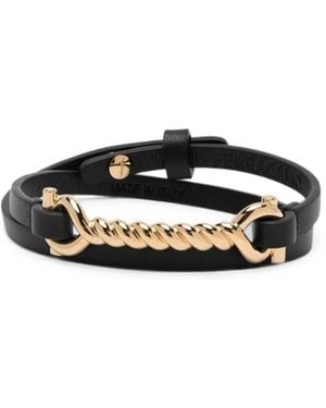 Ferragamo Twisted Gancini-Plaque Buckle Bracelet - Black