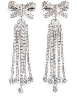 Self-Portrait Crystal-Embellished Bow Earrings - White