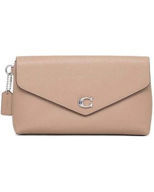 COACH Leren Clutch - Naturel
