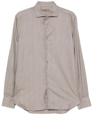 Corneliani Camisa Con Motivo De Espiga De Manga Larga - Gris