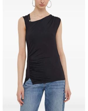 HUGO Ruched-Detail Top - Black