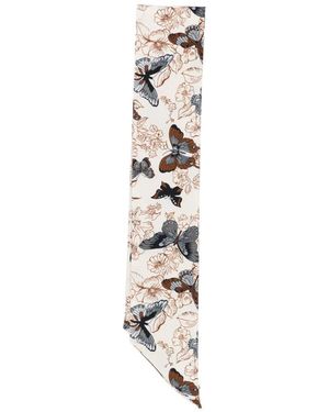 Laura Urbinati Butterfly-Print Skinny Scarf - White