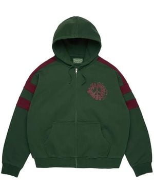 DENIM TEARS Denim U Panelled Zip-Up Hoodie - Green