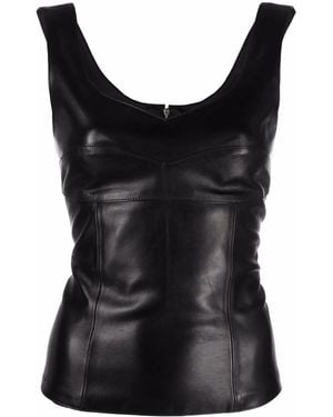 Manokhi Iva Leather Tank Top - Black