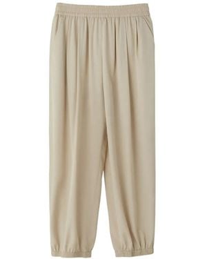 RECTO. Pleated Elasticated-Cuff Pants - Natural