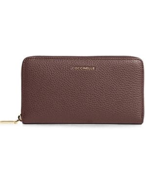 Coccinelle Metallic Grained Leather Wallet - Purple