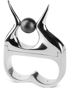 Parts Of 4 Bague Double Plate En Sterling - Métallisé