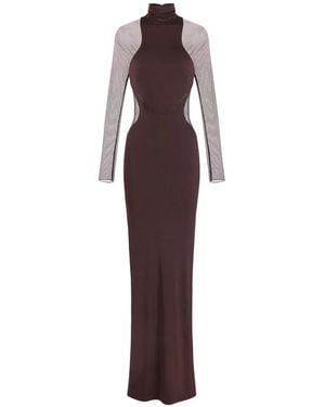 Elisabetta Franchi Carpet Sheer Panel Dress - Purple