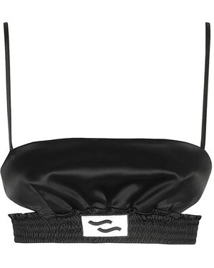 Ssheena Top con placa del logo - Negro