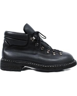 Guidi Lace-Up Full-Grain Leather Ankle Boots - Black