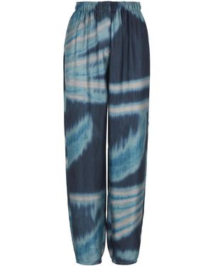 Giorgio Armani Gradient-Effect Silk Pants - Blue