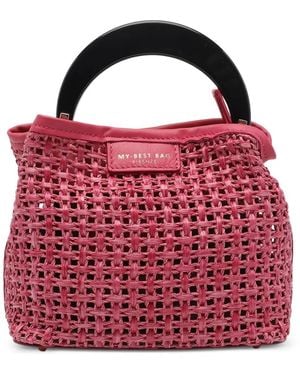MY BEST BAG Woven Leather-Trim Tote Bag - Red